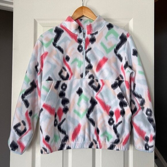 Athletic Works Girls’ XXL (18) Quarter Zip Fleece Pullover Multicolor Abstract P - Picture 1 of 3